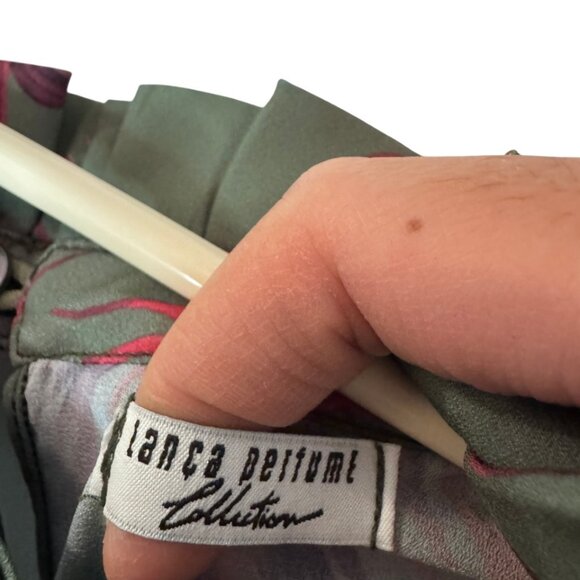 Lanca Perfume Collection green ruffled floral long sleeve mini dress size XS - Picture 7 of 8